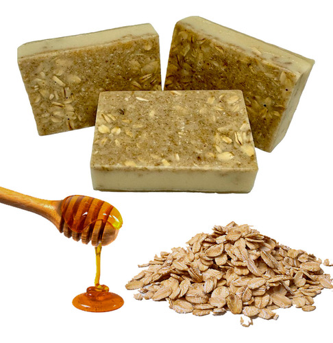 3 Pz Jabón Artesanal De Avena Miel Con Vitamina E Aroma Coco