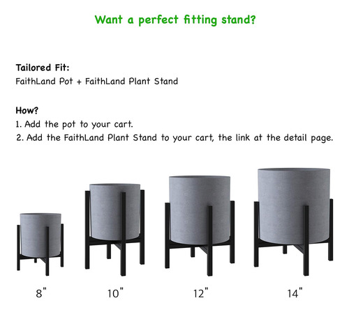 Maceta Faithland De 12 Pulgadas - Se Adapta Perfectamente Al
