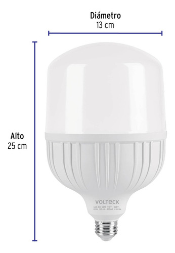Lampara O Foco De Led Alta Potencia 50 W Luz De Dia Volteck Blanco