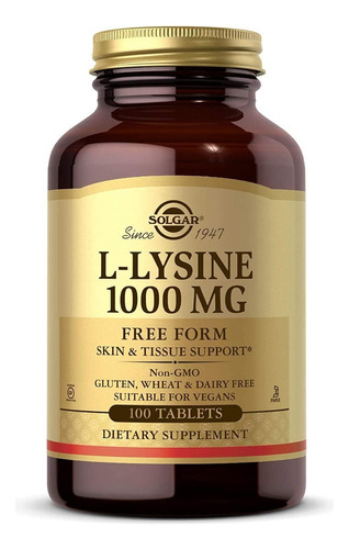 Solgar L-lysine 1000 Mg - 100 Tabl - Unidad a $1749