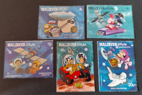 Sello Postal - Rep. Maldivas - 1988 - Disney Espacio