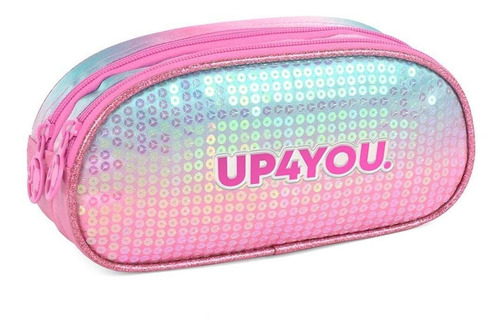 Estojo Duplo Escolar Rosa Paete Up4you 2 Divisória Luxcel