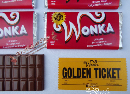 Chocolate Wonka Souvenir Regalo // Con Ticket Gold Doble Faz