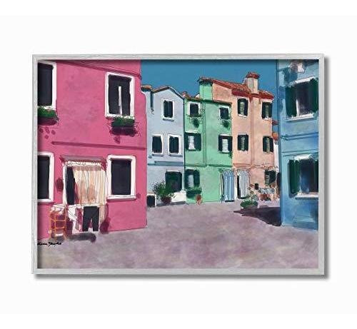 Stupell Industries Colorful Town Landscape Painting, Diseño 