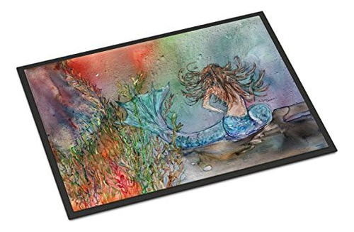 8972mat Brunette Mermaid Water Fantasy Doormat 18x27 Fr...