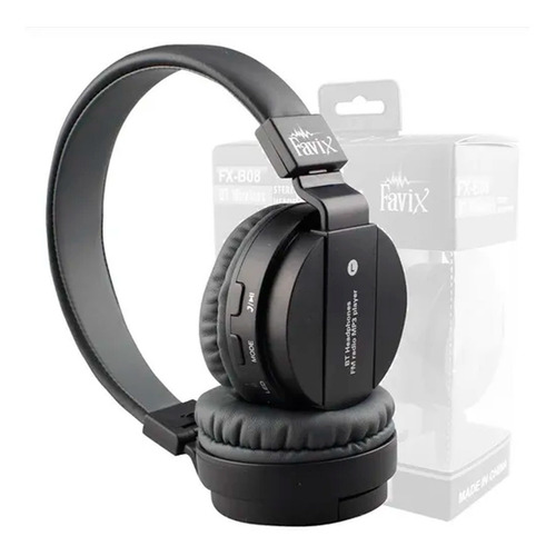 Fone Favix B08 Sem Fio Bluetooth C/ Radio Fm Mega Bass P2 Sd Cor Preto