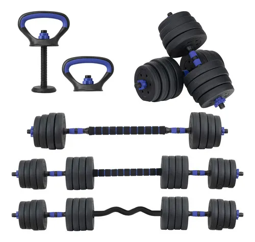 Set Pesas Discos Barra Mancuernas Negro 70 Lbs Crossfit