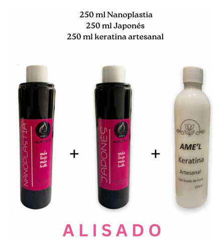 Alisado Nanoplastia Y Japonés 250 Ml C/u +keratina Artesanal