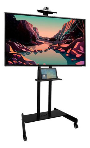 LUMO HOME Soporte TV Ruedas para Television de 32 a 65 Pulgadas, Soporte T.V. Pie para Televisor con Estante para Portátil con Ruedas, Soporte Tele Suelo Altura Ajustable Movil