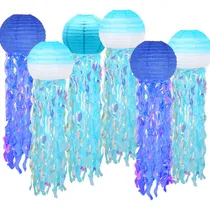 Comprar Paquete De 6 Linternas De Papel De Medusas Colgantes Azules