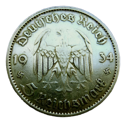 Alemania Pre Guerra 5 Reichsmark Grande De Plata Vea Fotos.-
