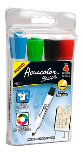 Marcador Agua Sharpie Acuacolor Surtido  1 Paquete/4 Piezas