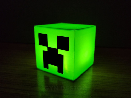 Lámpara Creeper Minecraft Vela Led Incluye Pilas Decoración Verde