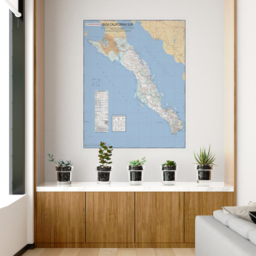 Mapa De Baja California Sur Grande 160x130 Para Pared
