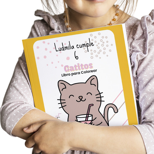 Libro Colorear Personalizado Imprimible Gatitos Gatos Cumple