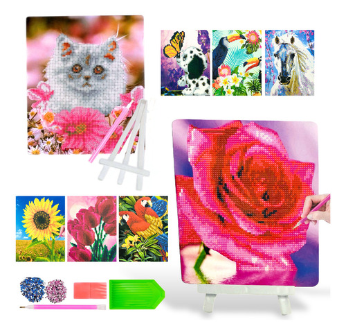 Kit De Pintura Diamond Painting Atril Cuadro 21x25cm