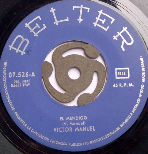 Victor Manuel / El Mendigo - La Romeria Vinilo Simple C Tapa (Usado)