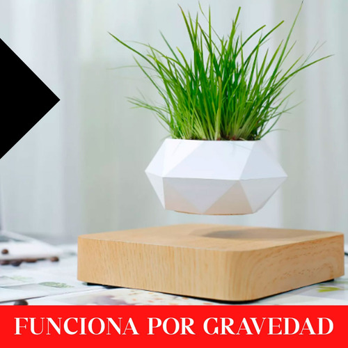 Maceta Flotante Levitación Giratoria Magnética Decoracion Blanco Liso