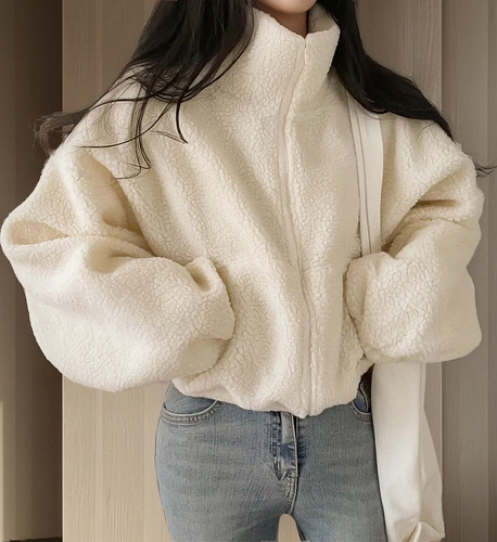 Sudadera Tipo Cárdigan De Lana De Cordero Con Cremallera Par