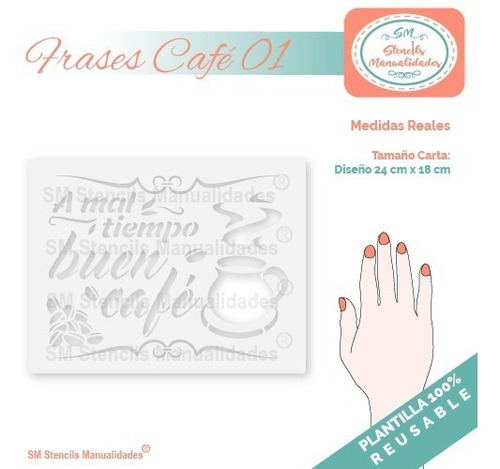 Plantilla Reusable Para Manualidades Stencil Frases Café 01