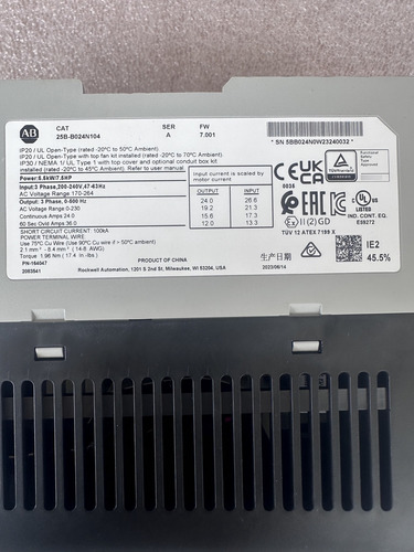 Inversor Powerflex 525 25b-b024n104 Allen Bradley