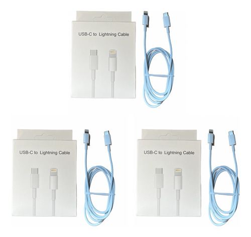 Combo Cable Usb-c A Lightning Para iPhone X3 Unidades