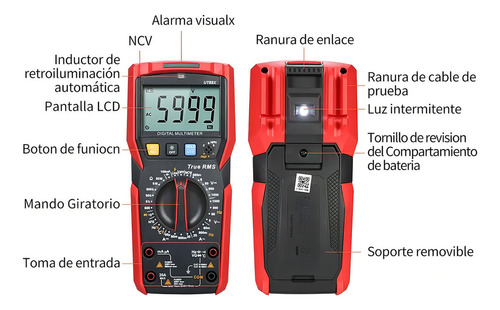 Multímetro Digital Ncv Alarma Visual-sonora Uni-t Ut89x Rms