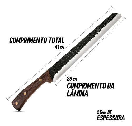 Faca Churrasco Profissional Premium Torwho Para Carne Design Rústico Artesanal Madeira 12 Polegadas Casa Attract 4x4sc