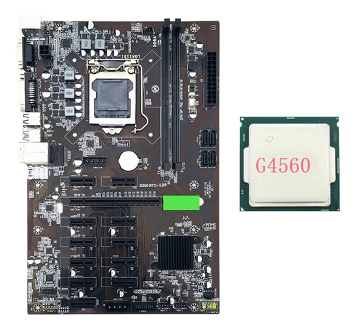 Placa Base Minera B250 Btc Con Cpu G4560 Lga 1151 Ddr4 12x