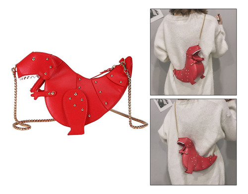 Mujeres Lindo Dinosaurio 3d Bandolera Remache Chic Cadena