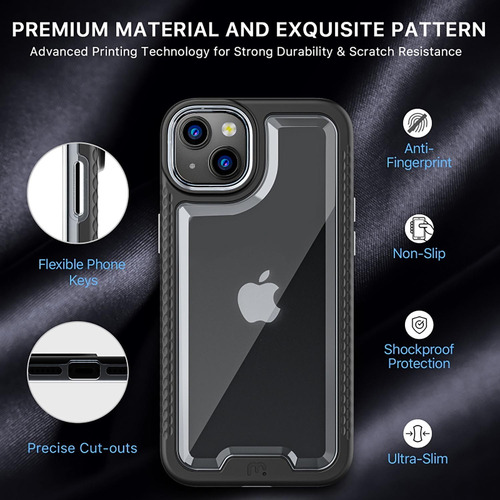 . Funda Mybat Lux Para iPhone 14 Plus Negra Con Mica De