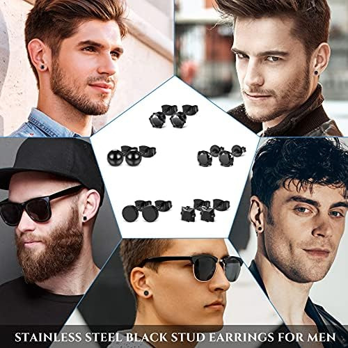 20 Pares De Aretes Negros Para Hombres Y Mujeres, Aretes Cua