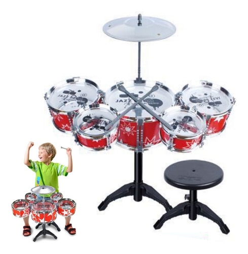 Batería Infantil Con Taburete Y Baquetas, Juguetes Musicales