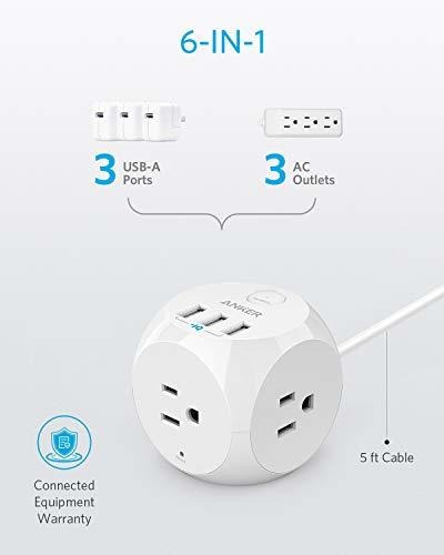 Extencion Con Multitoma En Cubo- Anker Powerport- 1.5 Metros