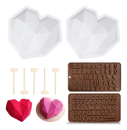 9pc Moldes Para Caramelos Y Chocolate Tarta Diamante Corazón