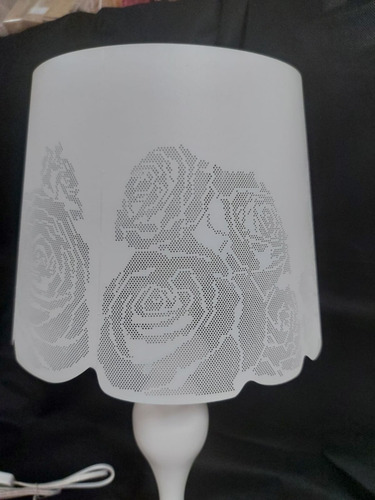Imagen 6 de 10 de Lámpara De Buro Mesa Blanca Con Flores Le551