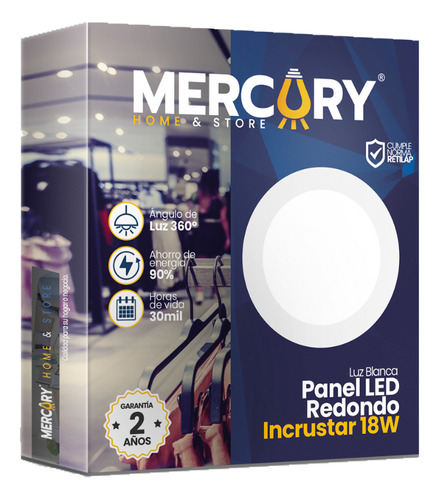 Panel Led Redondo Mercury 12w Luz Blanca-cálida