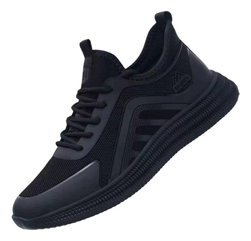 Zapatillas Running Hombre Suela Blanda Rayas Negras  2024