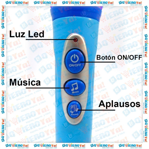 Imagen 6 de 10 de Micrófono Karaoke Infantil C/ Luces Sonidos Música Nene 2406