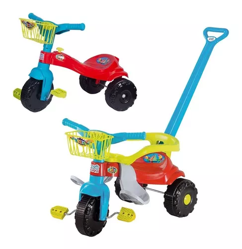 Triciclo Velotrol Motoca Infantil Empurrador Velocípede Bebê Cor Azul