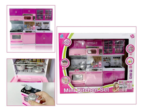 Cocina De Juguete Con Luces Sonido Accesorios D Barbie Niñas