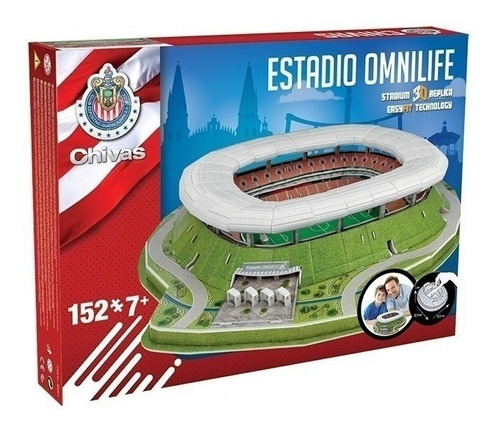 Imagen 1 de 3 de Rompecabezas 3D Nanostad Estadio Omnilife Chivas 52001 de 152 piezas