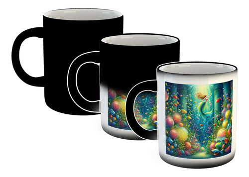 Taza Magica Sirena Fantasia Fondo Mar Pez Corales M2