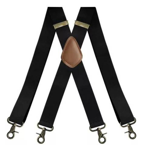 Tirantes Negros Con 4 Clips Y Hebilla Para Hombre Adulto