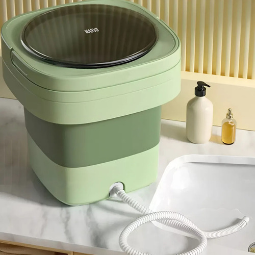 Mini Lavadora Marvo Portátil Plegable 9l Cesto Centrifugador Verde Claro