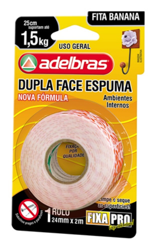 Fita Dupla Face Espuma Adelbras 24mm X 2m (cx. C/ 15 Rolos)