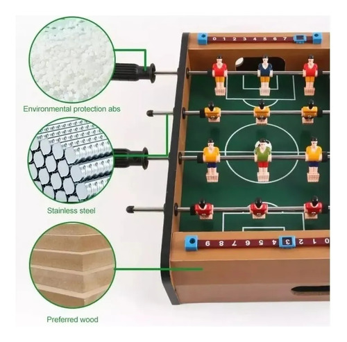Juego Mesa Futbol Mini Madera Ecológico Portátil
