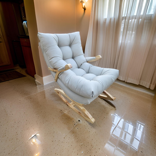 Silla Mecedora Coquette Con Apoya Brazo Blanco Ecocuero