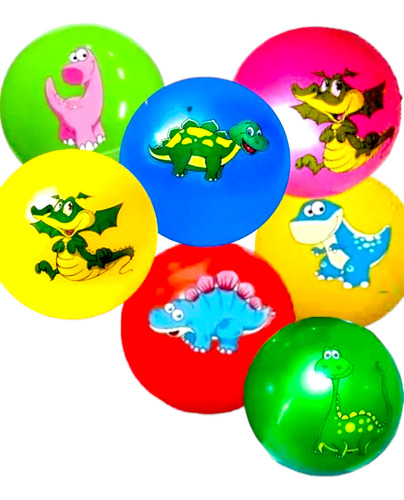 7 Pelotas Hermoso Diseño Suave Surtido Dinosaurios 22 Cm Multicolor