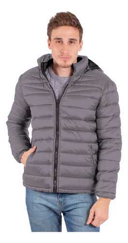 Campera Hombre Nylon Abrigada Impermeable Inflable Capucha